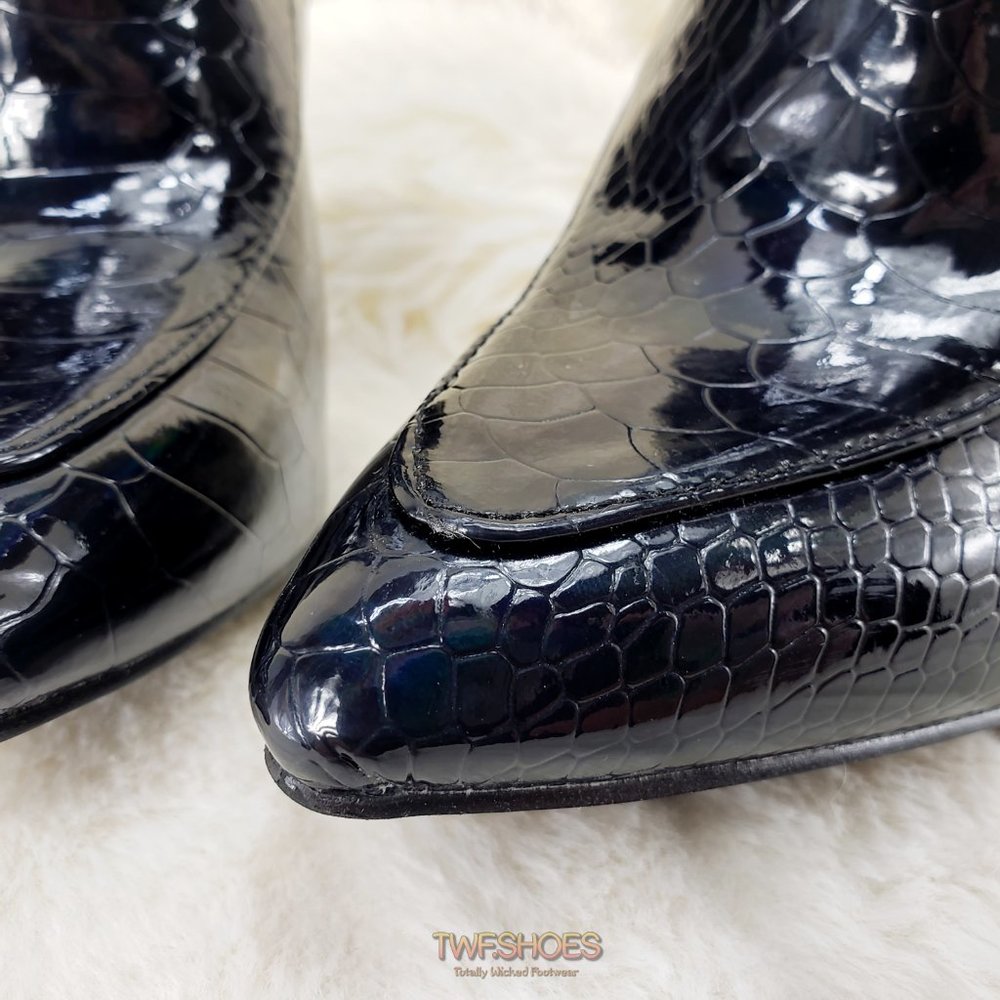 Vibes Black Hologram Modern 4" Cone Heel Ankle boots Restocked - Picture 15 of 16